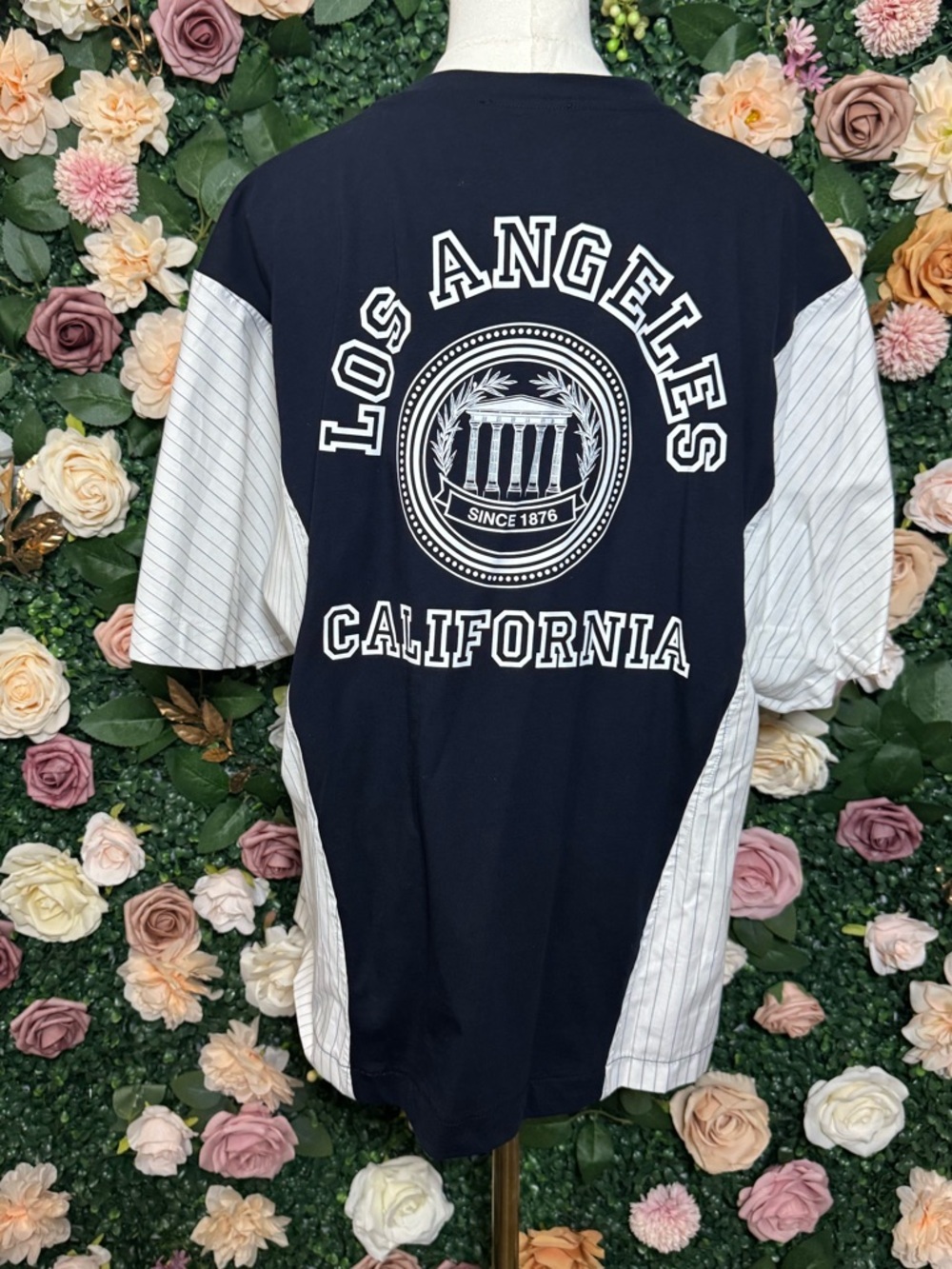 Navy Blue & White Short Sleeve Graphic Tee - Picture 6 of 7